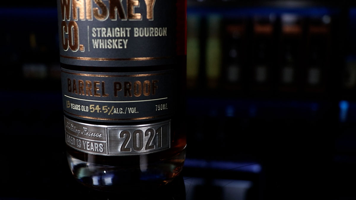 A closeup of the metal label for TC Whiskey's Holiday Reserve bottle released in 2021.