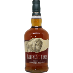 A bottle of Buffalo Trace Straight Bourbon Whiskey.