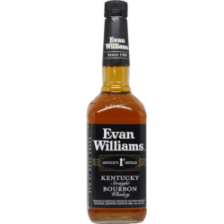A bottle of Evan Williams Kentucky Straight Bourbon Whiskey.