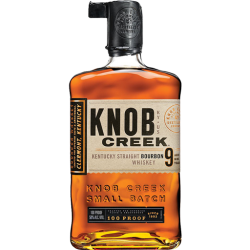 An isolated picture of Knob Creek 9 Year Straight Bourbon Whiskey.