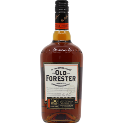 A bottle of Old Forester 100 Bourbon.