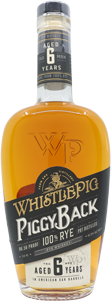 A bottle of Whistlepig's Piggyback Rye Whiskey.